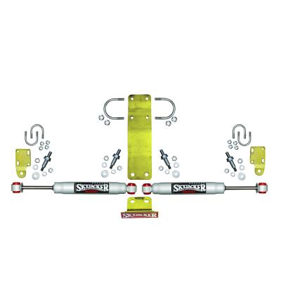 Steering Stabilizer Dual Kit Incl. 9000 Steering Dampners Brackets Hardware For Use w/OEM Diameter Tie Rod Assembly Silver Skyjacker