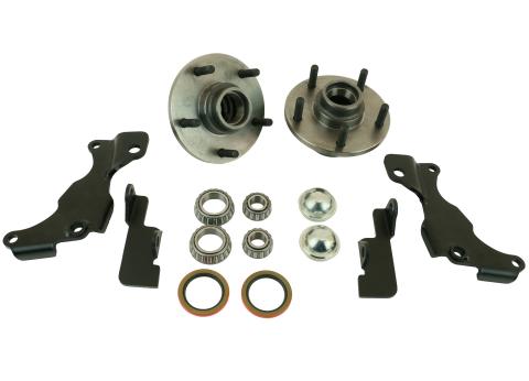 Front Stock Brake Retention Kit For 1963-1982 Corvette For Use W/ Stock Brakes And Ridetech Truturn System Hubs Bearings Seals Caliper Brackets And Steering Stop Brackets Ridetech