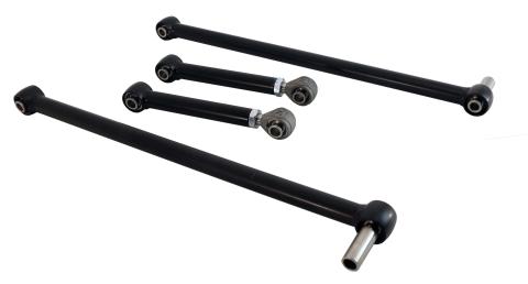 Replacement 4-Link Bar Kit W/ R-Joints Standard Adj For 1970-1974 Charger Challenger Non Adjustable Lower Bars Single Adjustable Upper Bars And R-Joint Spacers Powder Coated Satin Black Ridetech