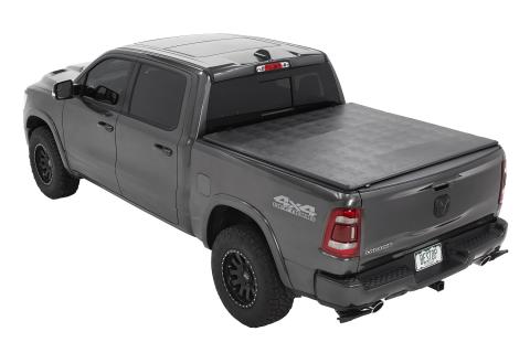 Soft Tri-Fold Tonneau Cover EZ-Fold  For Ram 2019-2024 1500 5.7 Foot Black Tailgate Spoiler Not Included Bestop