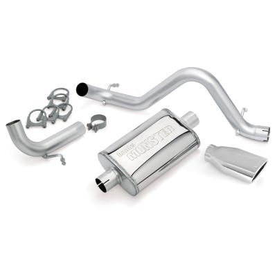 Monster Exhaust System Single Exit Chrome Ob Round Tip 12-18 Jeep 3.6L Wrangler JK All 2 Door Banks Power