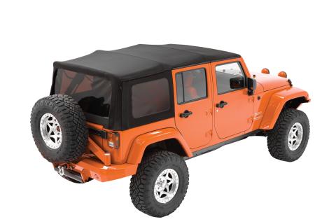 Replace-A-Top OE Exact (OEX) Fabric for OEM Hardware For Jeep 2007-2009 Wrangler JK 4 Door Tinted Black Diamond Sailcloth Bestop