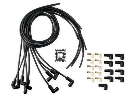 Spark Plug Wire Set Universal 90 Deg Black Ceramic Boots 9001Ck, Spark Plug Wires, Pro Fit Ceramic, Spiral Core, 8Mm, Black, Set ACCEL
