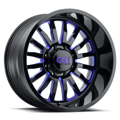 Cast Aluminum Wheels Summit 9110 GB-BL 20x9 Blue Milled Spokes Gloss Black 5 On 139.7 Bolt Pattern 0 Offset Cali Offroad Wheels