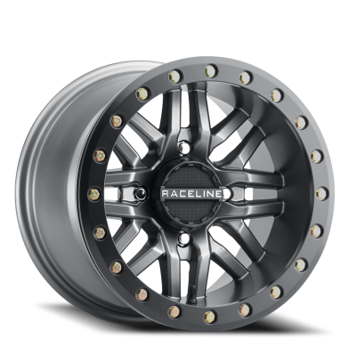 Aluminum Wheels 15x10 Ryno Beadlock UTV A91G Matte Dark Gunmetal Grey 0 Offset 4 on 110 Bolt Pattern 90 Bore Raceline