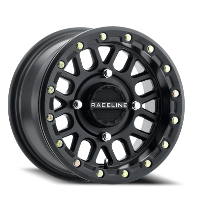 Aluminum Wheels 14x7 Podium Beadlock UTV A93B Satin Black 10 Offset 4 on 110 Bolt Pattern Raceline