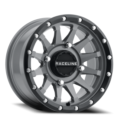 Aluminum Wheels 15x6 Trophy Simulated Beadlock UTV A95SG Stealth Grey 40 Offset 4 on 137 Bolt Pattern Raceline