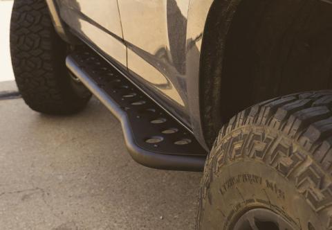 03-09 4Runner Step Edition Bolt On Rock Sliders No Kick Out Powder Coat Raw Cali Raised LED
