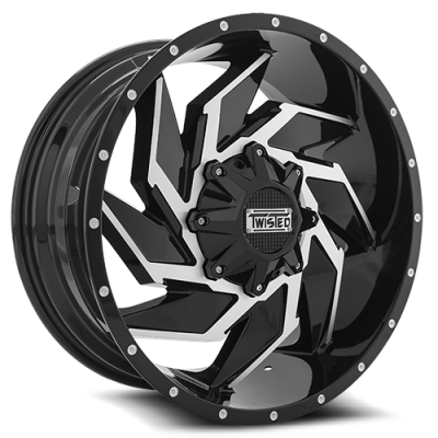 Aluminum Wheels 20x10 Wraith T-23 Gloss Black Machined 5 On 114.3/5 On 127 Bolt Pattern -12 Offset Twisted Off-Road