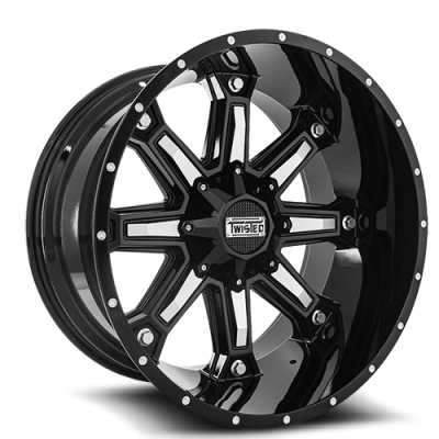 Aluminum Wheels 22x12 Billet T-25 Black Milled 5 On 114.3/5 On 127 Bolt Pattern -44 Offset Twisted Off-Road