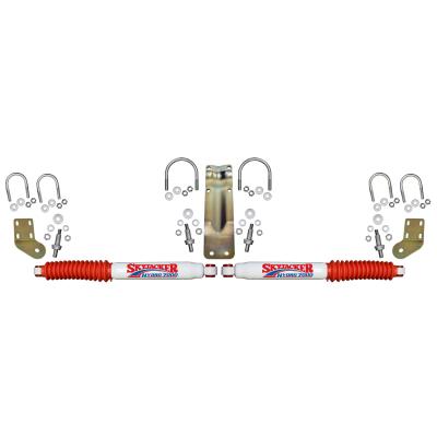 7000 Dual Steering Stabilizer Kit With White Cylinders and Red Boots 2005-2023 Ford F250/F350 Super Duty Skyjacker