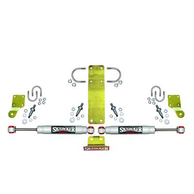 Steering Stabilizer Dual Kit Incl. 9000 Steering Dampners Brackets Hardware For Use w/HD Tie Rod Assembly PN JK717TR Or Other Tie Rod Using 1.75 Inch OD Silver Skyjacker