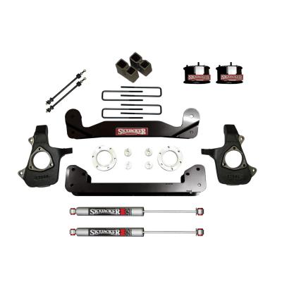 Suspension Lift Kit 14-17 Silverado/Sierra 1500 w/Shock M95 Performance Shocks 4 Inch Lift Incl. Knuckles Crossmembers Blocks/UBolt Wheel Spacers For Use w/Steel Suspension Skyjacker