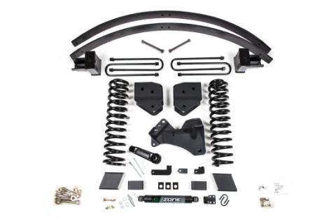 17-19 Ford F-350/350 6 Inch Lift Kit 4 Inch Rear Block &amp; AAL Gas 2 Leaf Main Fox Adventure Shocks Zone Offroad