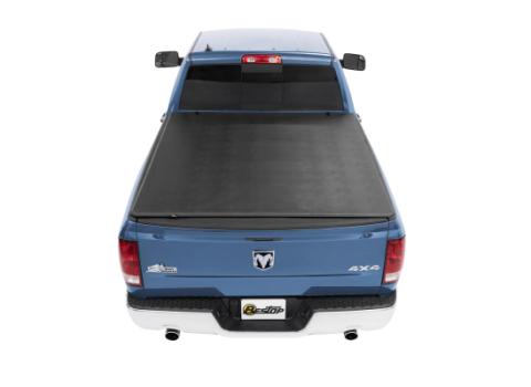 Soft Tri-Fold Tonneau Cover EZ-Fold For Dodge 2002-2008 Ram 1500 6.5 Foot Black Tailgate Spoiler Included Bestop