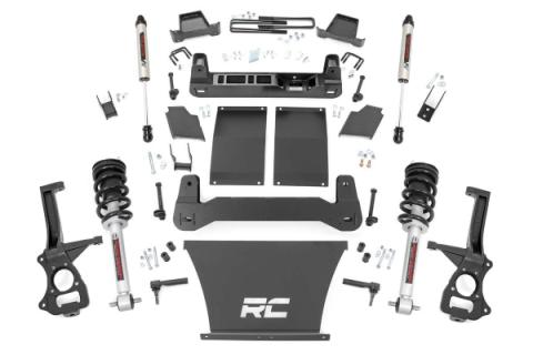 4 Inch Suspension Lift Kit Lifted Struts &amp; V2 Shocks 19-20 19-20 Silverado/Sierra 1500 Trailboss/AT4 4WD Rough Country