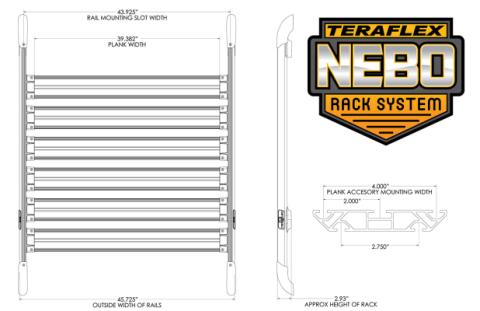 07-18 Wrangler JK 4 Door Nebo Roof Rack Cargo Slat Kit Black 6-Piece TeraFlex