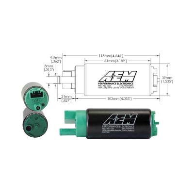340LPH E85-Compatible High Flow In-Tank Fuel Pump Offset Inlet/340LPH at40psi/Not application specific AEM Electronics