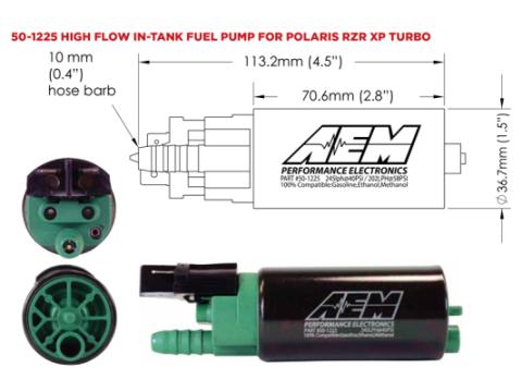 RZR E85 Hi Flow Fuel Pump Fits 2016-2019 Polaris RZR Turbo AEM Electronics