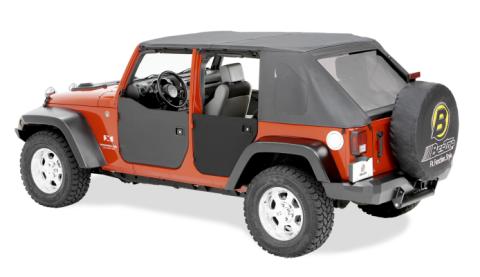 Lower Fabric Half Doors For Jeep 2007-2018 Wrangler JK 4 Door Black Diamond Bestop