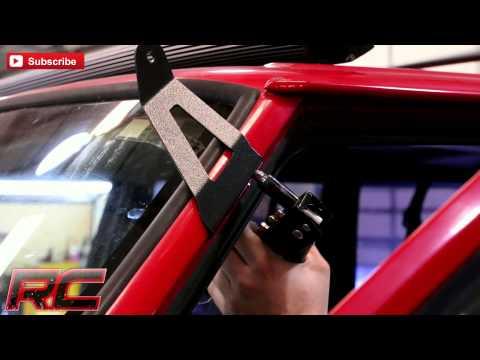 Jeep 50-inch Black Series Curved LED Light Bar w/DRL Upper Windshield Kit 84-01 Jeep XJ Cherokee Rough Country