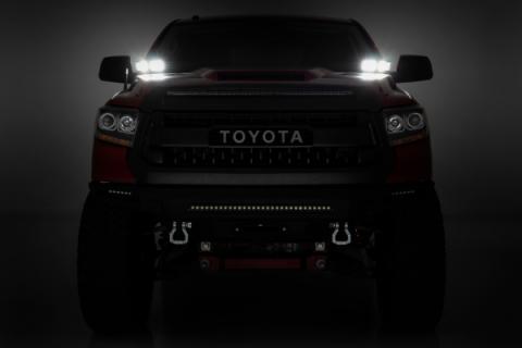 Toyota 2-inch LED Lower Windshield Ditch Kit (14-20 Tundra Black Series Spot and Flood Pattern Combo) Rough Country