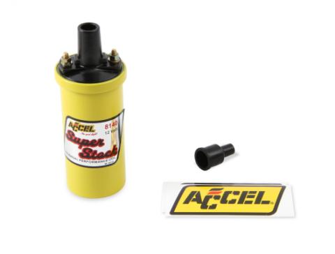 Ignition Coil Yellow 42000V 1.4 Ohm Primary Points Up To 6500 Rpm The 8140 Super Stock Ignition Coil Is A Canister Style Coil That Works With Oe Ignitions And Computers ACCEL