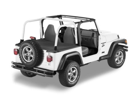 Cargo Deck Covers For Jeep 2003-2006 Wrangler TJ Standard Factory Soft top Removed No Belt Rail Channels Black Diamond Bestop
