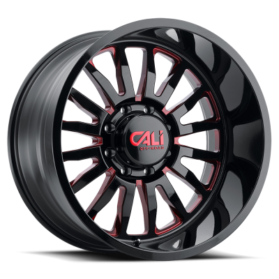 Cast Aluminum Wheels Summit 9110 GB-RD 24x14 Red Milled Spokes Gloss Black 6 On 135 Bolt Pattern -76 Offset Cali Offroad Wheels