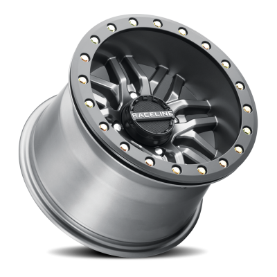 Aluminum Wheels 15x10 Ryno Beadlock UTV A91G Matte Dark Gunmetal Grey 0 Offset 4 on 110 Bolt Pattern 90 Bore Raceline