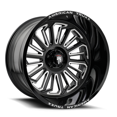 Butcher AT1916 Gloss Black Milled 20X10 5-127 -24MM 71.6MM Off Road Wheels American Truxx