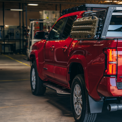 Step Edition Rock Slider For 24-Present Toyota Tacoma/Double Cab Long Bed W/ Kick Out/No Filler Plate/Raw Steel Cali Raised LED
