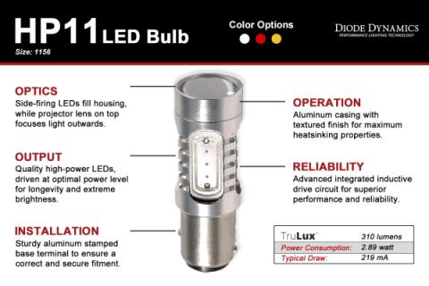 1156 HP11 LED Amber Four Diode Dynamics
