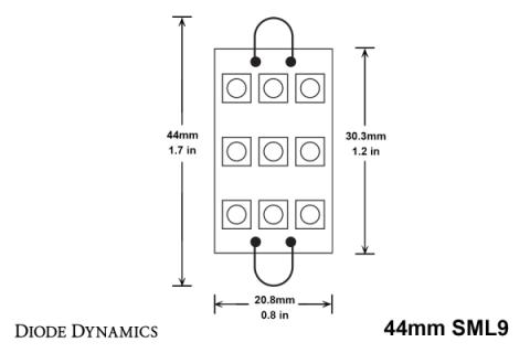 44mm SML9 LED Bulb Blue Single Diode Dynamics