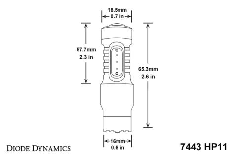 7443 LED Bulb HP11 LED Amber Single Diode Dynamics