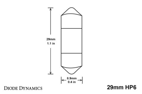 29mm HP6 LED Bulb Cool White Single Diode Dynamics