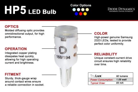 194 HP5 LED Natural White Short Pair Diode Dynamics