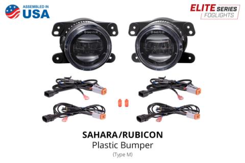 Elite Series Fog Lamps for 2018-2022 Jeep JL Wrangler Rubicon w/ Steel Bumper Pair Yellow 3000K Diode Dynamics