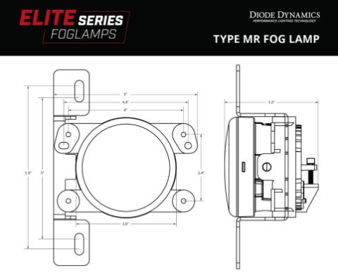 Elite Series Type MR Fog Lamps, Yellow Pair Diode Dynamics