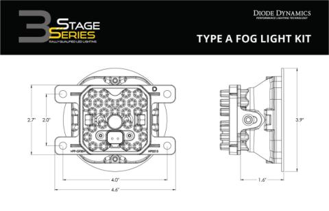 SS3 LED Fog Light Kit for 2014-2019 Ford Fiesta ST White SAE Fog Max w/ Backlight Diode Dynamics