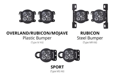 SS3 LED Fog Light Kit for 2020-2021 Jeep Gladiator White SAE Fog Sport w/ Backlight Type MS Bracket Kit Diode Dynamics