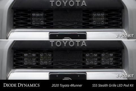 SS5 Stealth Grille LED 2-Pod Kit for 2014-2023 Toyota 4Runner, Sport White Combo Diode Dynamics