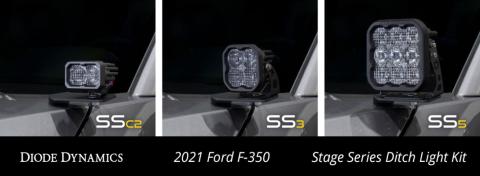 Stage Series Ditch Light Kit for 2017-2022 Ford Super Duty, C2 Sport Yellow Combo Diode Dynamics