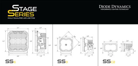 Stage Series Ditch Light Kit for 2017-2022 Ford Super Duty, SS3 Pro White Combo Diode Dynamics