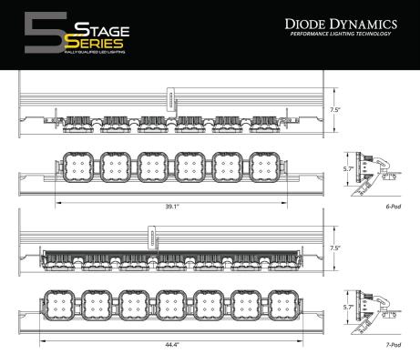 SS5 7-Pod CrossLink Mounting Kit for Prinsu/Sherpa Roof Racks, Pro White Combo Diode Dynamics