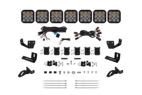 SS5 7-Pod CrossLink Mounting Kit for Prinsu/Sherpa Roof Racks, Pro White Driving Diode Dynamics