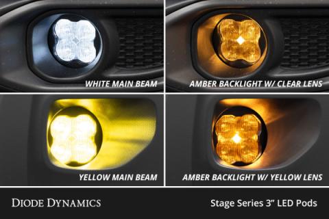 SS3 SAE/DOT Type DR Fog Light Kit Yellow (3000K) Sport (14.5 watts) Yellow SAE Fog Diode Dynamics