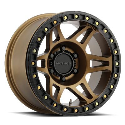 Aluminum Wheels 17x9 Beadlock MR106 Bolt Pattern 5 On 127 Offset -44 Lip Size 0 Method Bronze BRZ Method