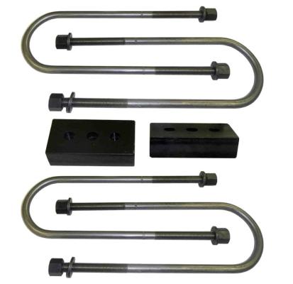 Rear Lift Block and U-Bolt Kit Heavy Duty 2 Inch For 2003-13 Ram 3500 Diesel Engine W/ Dual Center Bolts and 0.5625 Inch Diameter x 4.125 Inch Width U-Bolts SuspensionMaxx