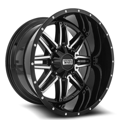 Aluminum Wheels 20x10 Radar T-21 GBM Gloss Black Machined 5 On 114.3/5 On 127 Bolt Pattern -12 Offset Twisted Off-Road